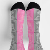 Rosa und graue Socken mit geometrischem Muster Uni (Oben)