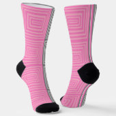 Rosa und graue Socken mit geometrischem Muster Uni (Gewinkelt)