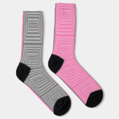Rosa und graue Socken mit geometrischem Muster Uni (Rechts)