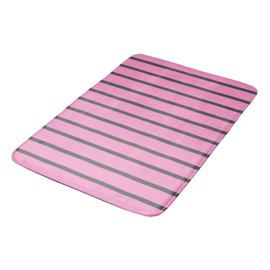 Rosa und graue Streifen Badematte (Schrägansicht)