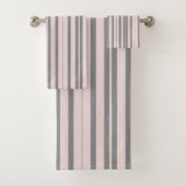 rosa und graue Streifen Badhandtuch Set (Insitu)