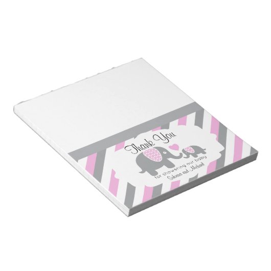 Rosa und graue Streifen | Candy Toppers Notizblock (angewinkelt)