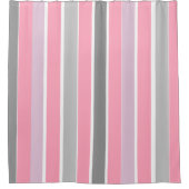 Rosa und graue Streifen Duschvorhang (Vorderseite)