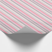 Rosa und Graue Streifen Geschenkpapier (Ecke)
