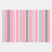 Rosa und graue Streifen Geschenkpapier Set (Vorderseite)
