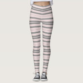 rosa und graue Streifen Leggings (Vorderseite)