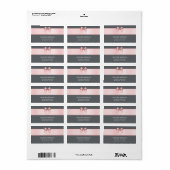 Rosa und graue Stripte Bow Babydusche Adressaufkleber (Vorne)
