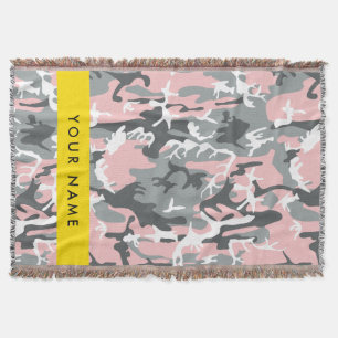 Rosa und graue Tarnung Namen personalisieren Decke