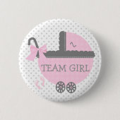Rosa und graue Team-Mädchen-Kinderwagen-Dusche Button (Vorderseite)
