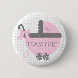 Rosa und graue Team-Mädchen-Kinderwagen-Dusche Button