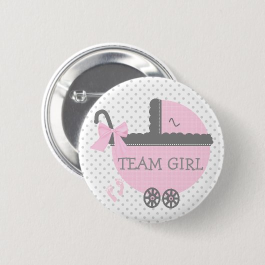 Rosa und graue Team-Mädchen-Kinderwagen-Dusche Button (Vorne & Hinten)