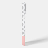 Rosa und graue Trellis Herzmonogramm Case-Mate iPhone Hülle (Rückseite / Rechts)