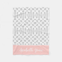 Rosa und graue Trellis Monogramm | Editierbare Far