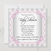 Rosa und graue Vintage Kindermädchendusche Einladung (Rückseite)