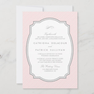 Rosa und Graue Vintage-Rahmen Hochzeitseinladung Einladung