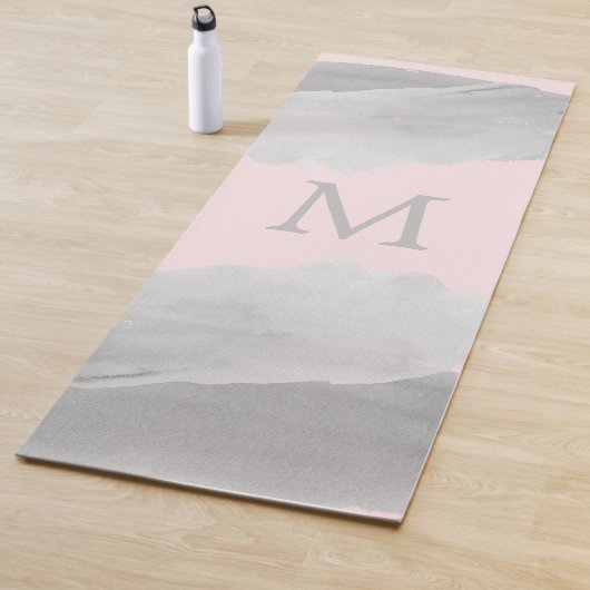 Rosa und graue Wasserfarbe Mit Monogramm Wash Yogamatte (Beispiel)