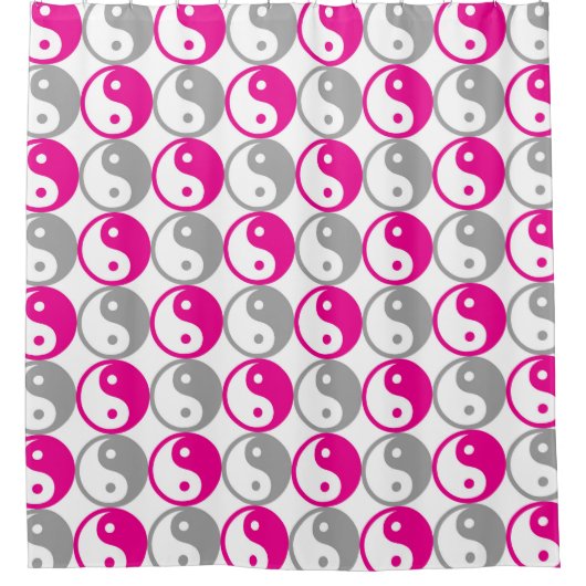 Rosa und graue Yin-Yang-Muster Duschvorhang (Vorderseite)