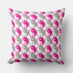 Rosa und graue Yin-Yang-Muster Kissen