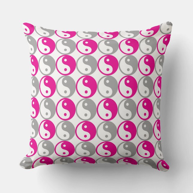 Rosa und graue Yin-Yang-Muster Kissen (Vorderseite)