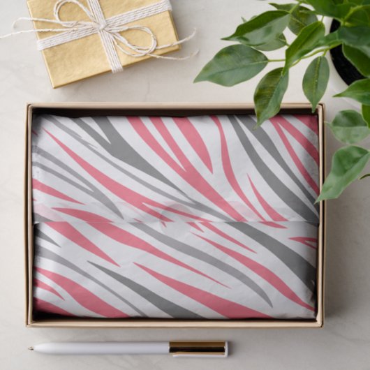 Rosa und graue Zebrastreifen-Muster Seidenpapier (Geschenk)