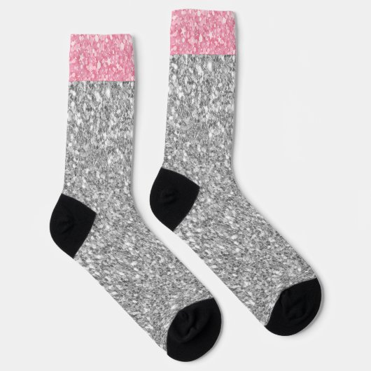 Rosa und grauer Glitzer Socken (Rechts)