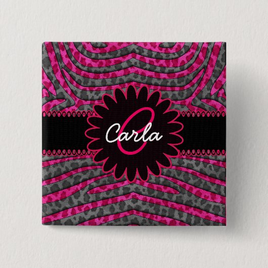 Rosa und grauer Leopard-Druck in den Button (Vorderseite)