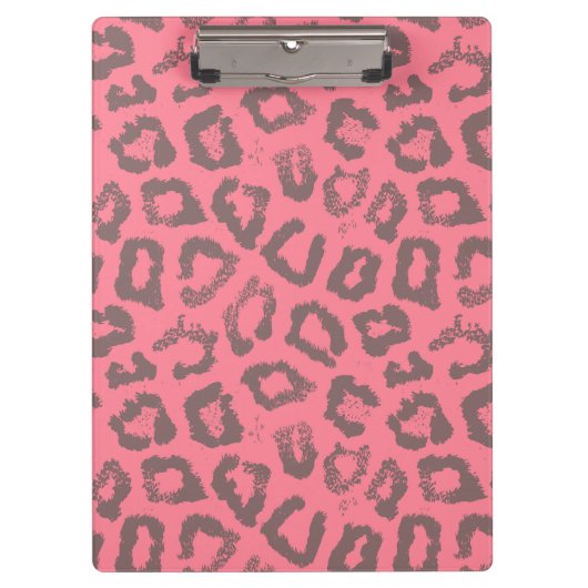 Rosa und grauer Leopard-Gepard-Tierdruck Klemmbrett (Vorderseite)
