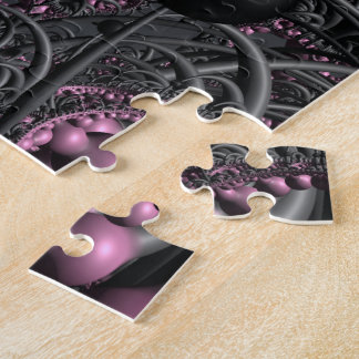 rosa und graues 3D-Fraktal Puzzle