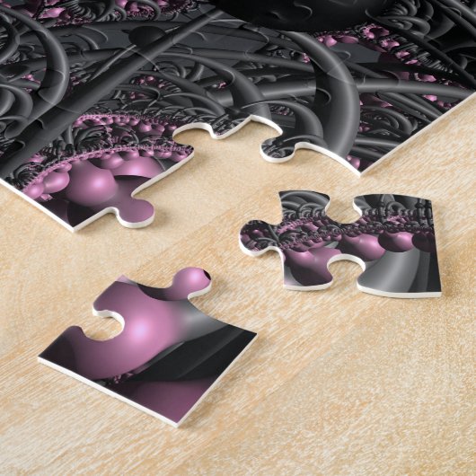 rosa und graues 3D-Fraktal Puzzle (Seite)