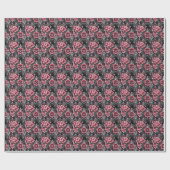 Rosa und graues Blumenmuster Geschenkpapier (Flach)