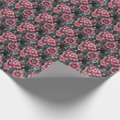 Rosa und graues Blumenmuster Geschenkpapier (Ecke)