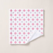 rosa und graues Diamantmuster Badhandtuch Set (Waschlappen)