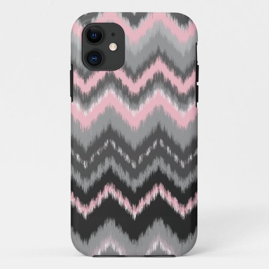 Rosa und graues Ikat Zickzack Case-Mate iPhone Hülle (Rückseite)