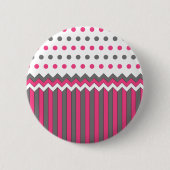 Rosa und graues Muster Button (Vorderseite)