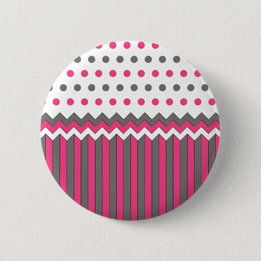 Rosa und graues Muster Button (Vorderseite)