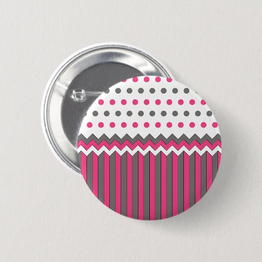 Rosa und graues Muster Button (Vorne & Hinten)