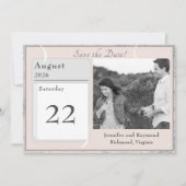 Rosa und graumarmorierte Flachkarte Save the Date (Vorderseite)