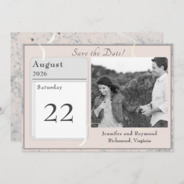 Rosa und graumarmorierte Flachkarte Save the Date