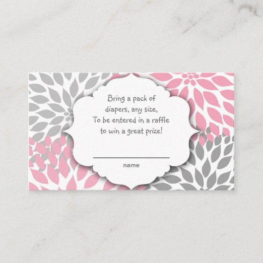 Rosa und Gray Dahlia Tombola oder Karteneinsatz Begleitkarte (Vorderseite)