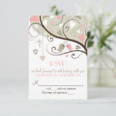 Rosa und Gray Lovebird UAWG Wedding Card lädt ein RSVP Karte (Stehend Vorderseite)