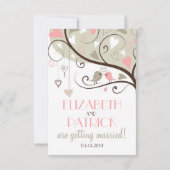 Rosa und Gray Lovebird UAWG Wedding Card lädt ein RSVP Karte (Rückseite)