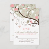 Rosa und Gray Lovebird UAWG Wedding Card lädt ein RSVP Karte (Vorne/Hinten)