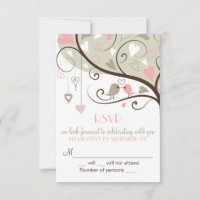 Rosa und Gray Lovebird UAWG Wedding Card lädt ein