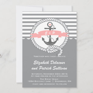 Rosa und Gray Nautical Beach Einladung zur Hochzei