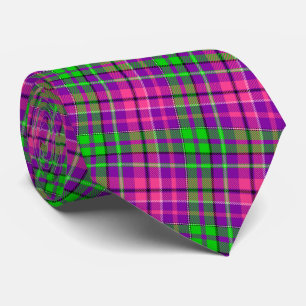 Rosa und Grün auf violettem Karo-Tartan-Muster Krawatte
