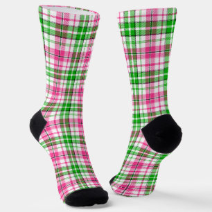 Rosa und Grün auf weißem Karo-Tartan-Muster Socken