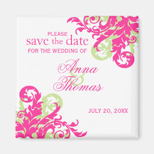Rosa und Grün blühen Save the Date Magneten Magnet