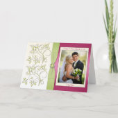 Rosa und Grün danken Ihnen, mit Foto zu kardieren Dankeskarte (Vorderseite)