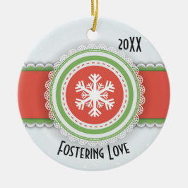 Rosa und grün Frohe Weihnachten Datiertes Foto Keramik Ornament