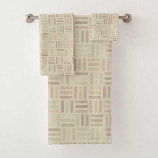 rosa und grün Geometrisch Badhandtuch Set (Insitu)
